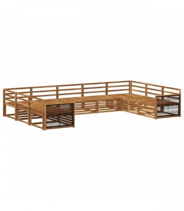 vidaXL Outdoor Sofa Set 9 pcs 9-Seaters Natural Solid Acacia Wood