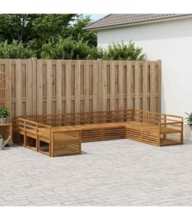 vidaXL Outdoor Sofa Set 9 pcs 9-Seaters Natural Solid Acacia Wood