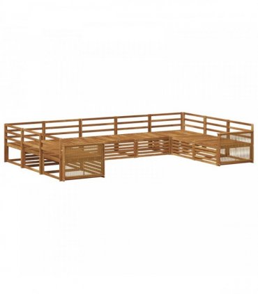 vidaXL Outdoor Sofa Set 9 pcs 9-Seaters Natural Solid Acacia Wood