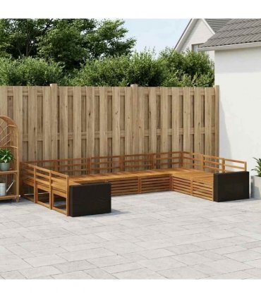 vidaXL Outdoor Sofa Set 9 pcs 9-Seaters Natural Solid Acacia Wood