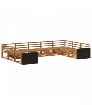 vidaXL Outdoor Sofa Set 9 pcs 9-Seaters Natural Solid Acacia Wood
