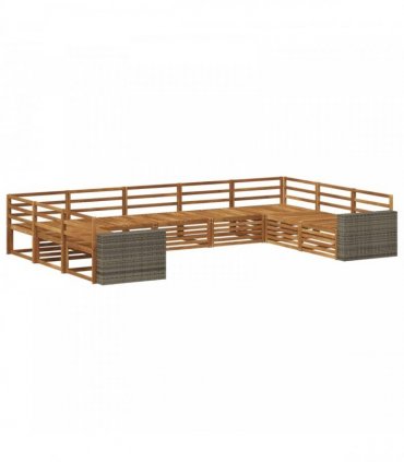 vidaXL Outdoor Sofa Set 9 pcs 9-Seaters Natural Solid Acacia Wood