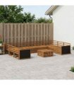 vidaXL Outdoor Sofa Set 10 pcs 9-Seaters Natural Solid Acacia Wood