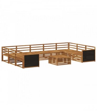 vidaXL Outdoor Sofa Set 10 pcs 9-Seaters Natural Solid Acacia Wood