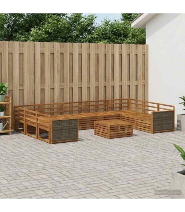 vidaXL Outdoor Sofa Set 10 pcs 9-Seaters Natural Solid Acacia Wood
