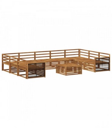 vidaXL Outdoor Sofa Set 10 pcs 9-Seaters Natural Solid Acacia Wood