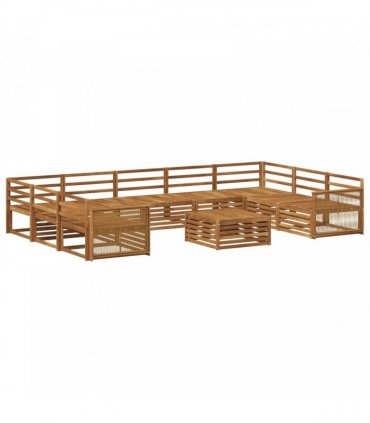 vidaXL Outdoor Sofa Set 10 pcs 9-Seaters Natural Solid Acacia Wood