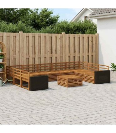 vidaXL Outdoor Sofa Set 10 pcs 9-Seaters Natural Solid Acacia Wood