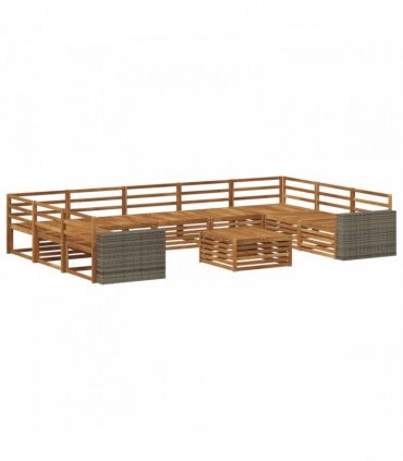 vidaXL Outdoor Sofa Set 10 pcs 9-Seaters Natural Solid Acacia Wood