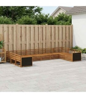 vidaXL Outdoor Sofa Set 10 pcs 10-Seaters Natural Solid Acacia Wood