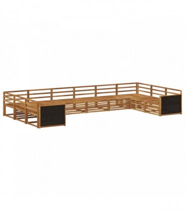 vidaXL Outdoor Sofa Set 10 pcs 10-Seaters Natural Solid Acacia Wood