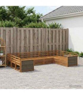vidaXL Outdoor Sofa Set 10 pcs 10-Seaters Natural Solid Acacia Wood