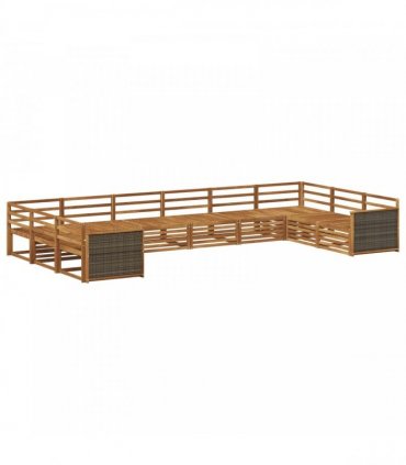 vidaXL Outdoor Sofa Set 10 pcs 10-Seaters Natural Solid Acacia Wood