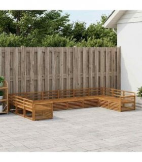 vidaXL Outdoor Sofa Set 10 pcs 10-Seaters Natural Solid Acacia Wood