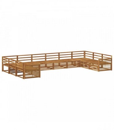 vidaXL Outdoor Sofa Set 10 pcs 10-Seaters Natural Solid Acacia Wood