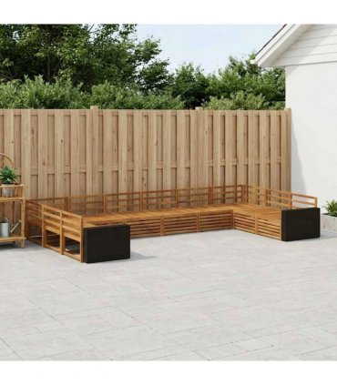 vidaXL Outdoor Sofa Set 10 pcs 10-Seaters Natural Solid Acacia Wood