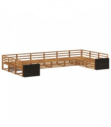vidaXL Outdoor Sofa Set 10 pcs 10-Seaters Natural Solid Acacia Wood