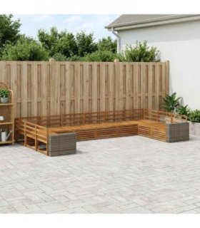 vidaXL Outdoor Sofa Set 10 pcs 10-Seaters Natural Solid Acacia Wood