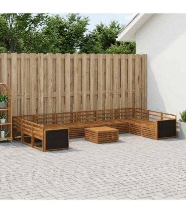 vidaXL Outdoor Sofa Set 11 pcs 10-Seaters Natural Solid Acacia Wood
