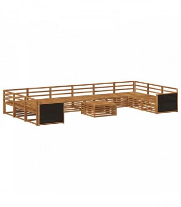 vidaXL Outdoor Sofa Set 11 pcs 10-Seaters Natural Solid Acacia Wood
