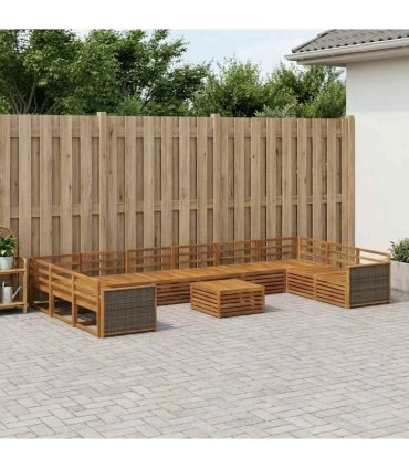vidaXL Outdoor Sofa Set 11 pcs 10-Seaters Natural Solid Acacia Wood