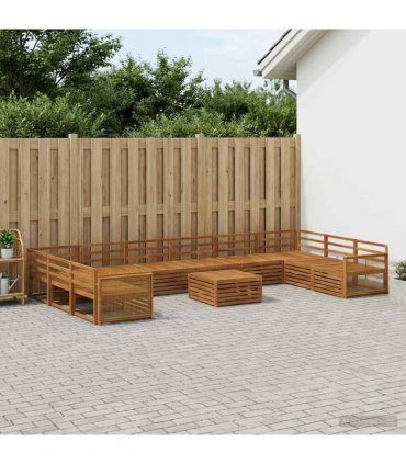 vidaXL Outdoor Sofa Set 11 pcs 10-Seaters Natural Solid Acacia Wood