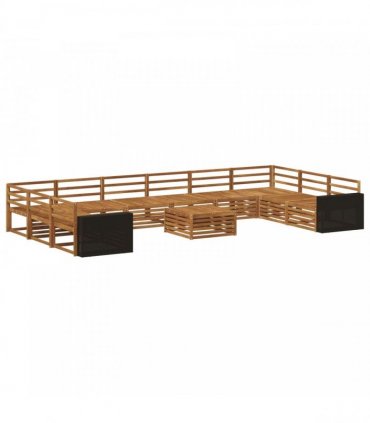 vidaXL Outdoor Sofa Set 11 pcs 10-Seaters Natural Solid Acacia Wood