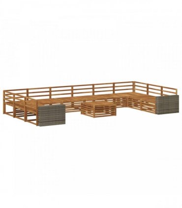 vidaXL Outdoor Sofa Set 11 pcs 10-Seaters Natural Solid Acacia Wood