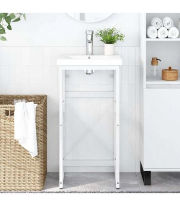 vidaXL Bathroom Washbasin Frame White 40x38x83 cm Iron