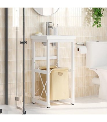 vidaXL Bathroom Washbasin Frame White 40x38x83 cm Iron