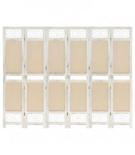 vidaXL 6-Panel Room Divider Cream 210x165 cm Fabric