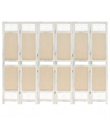 vidaXL 6-Panel Room Divider Cream 210x165 cm Fabric