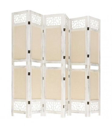 vidaXL 6-Panel Room Divider Cream 210x165 cm Fabric