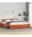 vidaXL Bed Frame with Headboard Brown 200 x 200 cm Solid Pine Wood