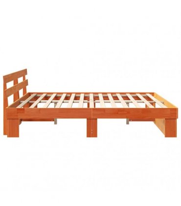 vidaXL Bed Frame with Headboard Brown 200 x 200 cm Solid Pine Wood