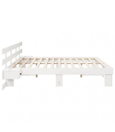 vidaXL Bed Frame with Headboard White 200 x 200 cm Solid Pine Wood