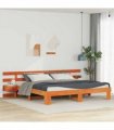 vidaXL Bed Frame with Headboard Brown 200 x 200 cm Solid Pine Wood