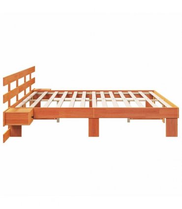 vidaXL Bed Frame with Headboard Brown 200 x 200 cm Solid Pine Wood