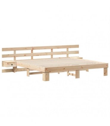 vidaXL Bed Frame with Headboard Brown 180 x 200 cm Solid Pine Wood