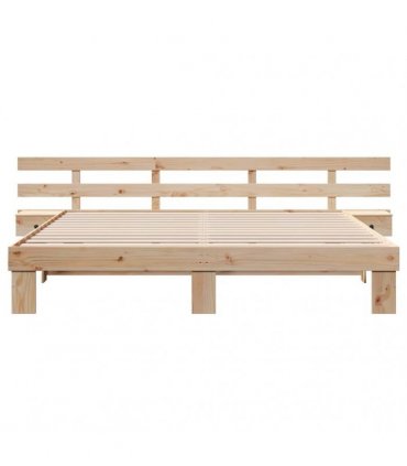 vidaXL Bed Frame with Headboard Brown 180 x 200 cm Solid Pine Wood