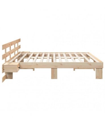 vidaXL Bed Frame with Headboard Brown 180 x 200 cm Solid Pine Wood