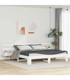 vidaXL Bed Frame with Headboard White 180 x 200 cm Solid Pine Wood