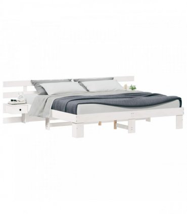 vidaXL Bed Frame with Headboard White 180 x 200 cm Solid Pine Wood
