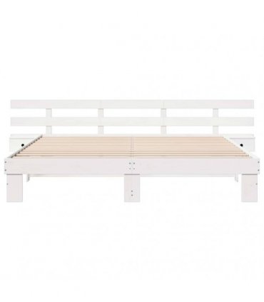 vidaXL Bed Frame with Headboard White 180 x 200 cm Solid Pine Wood