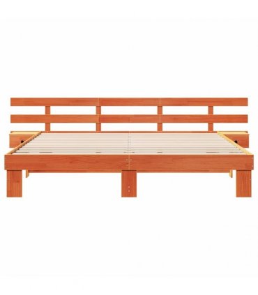 vidaXL Bed Frame with Headboard Brown 180 x 200 cm Solid Pine Wood