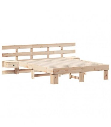 vidaXL Bed Frame with Headboard Brown 160 x 200 cm Solid Pine Wood