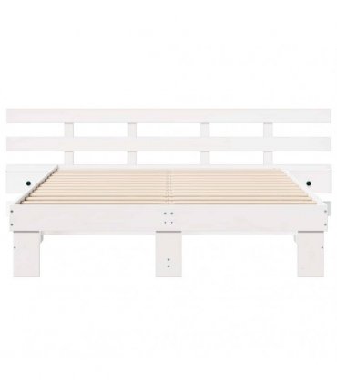 vidaXL Bed Frame with Headboard White 160 x 200 cm Solid Pine Wood
