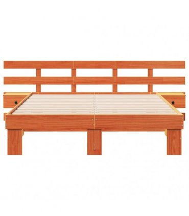vidaXL Bed Frame with Headboard Brown 160 x 200 cm Solid Pine Wood