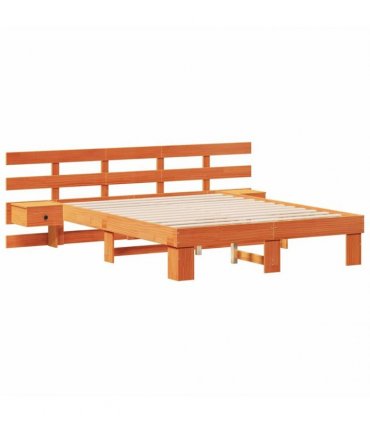 vidaXL Bed Frame with Headboard Brown 150 x 200 cm Solid Pine Wood