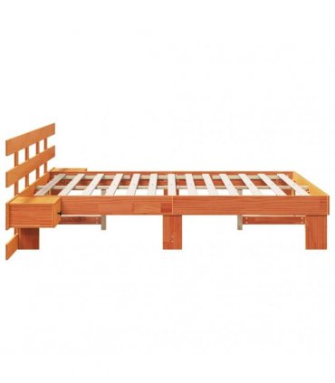 vidaXL Bed Frame with Headboard Brown 150 x 200 cm Solid Pine Wood